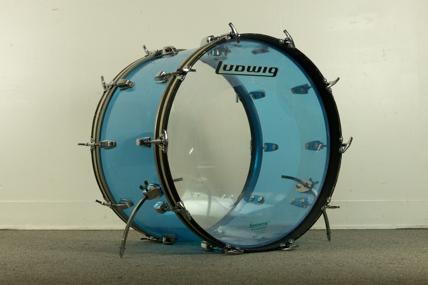 1970s Ludwig 14x22 Blue Vistalite Bass Drum