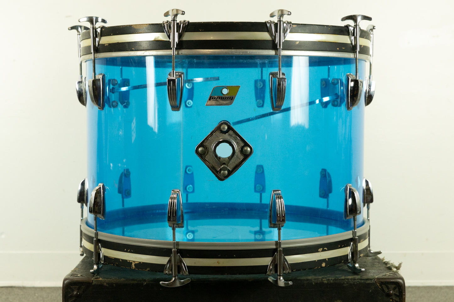 1970s Ludwig 14x22 Blue Vistalite Bass Drum