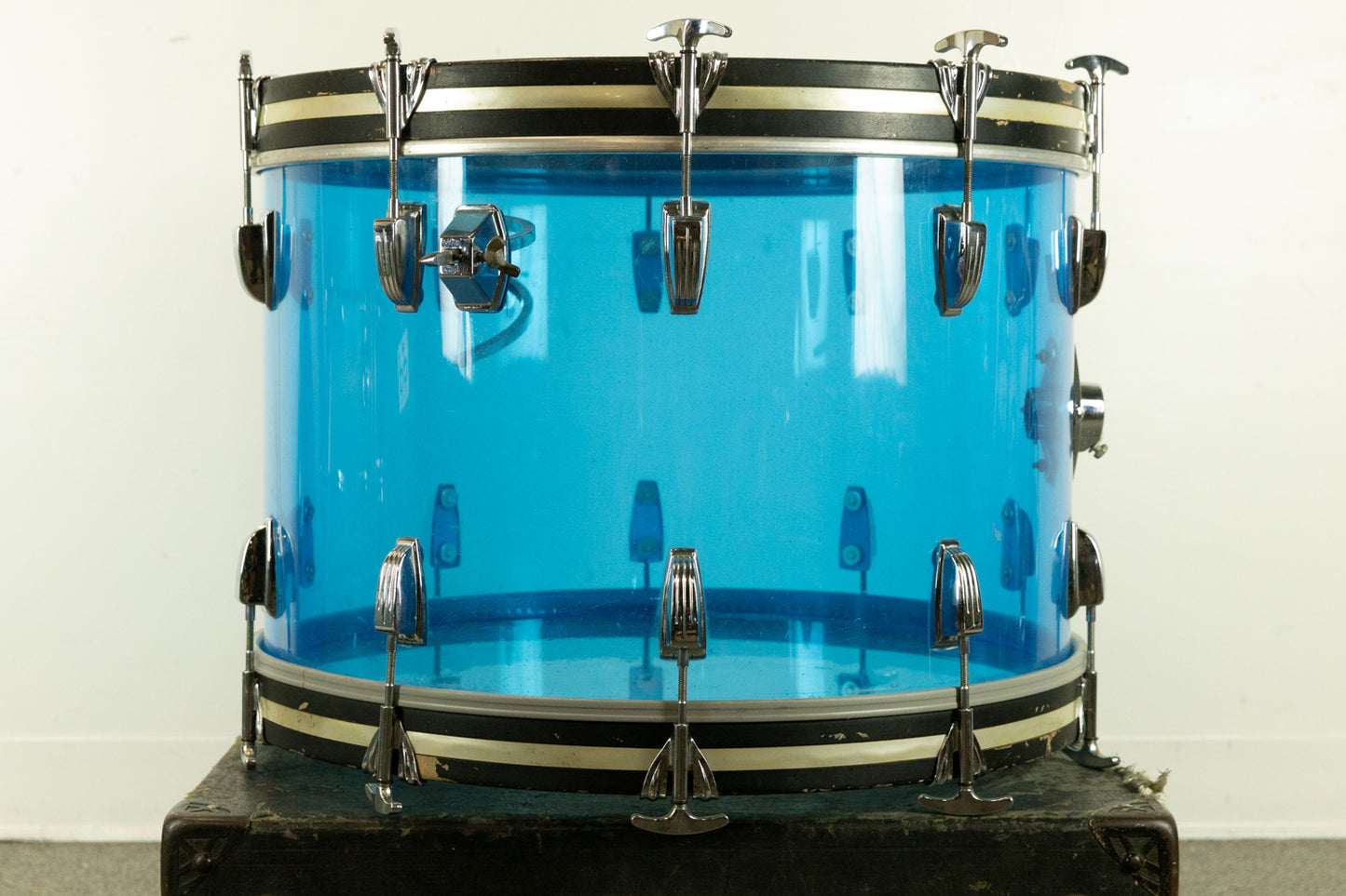 1970s Ludwig 14x22 Blue Vistalite Bass Drum