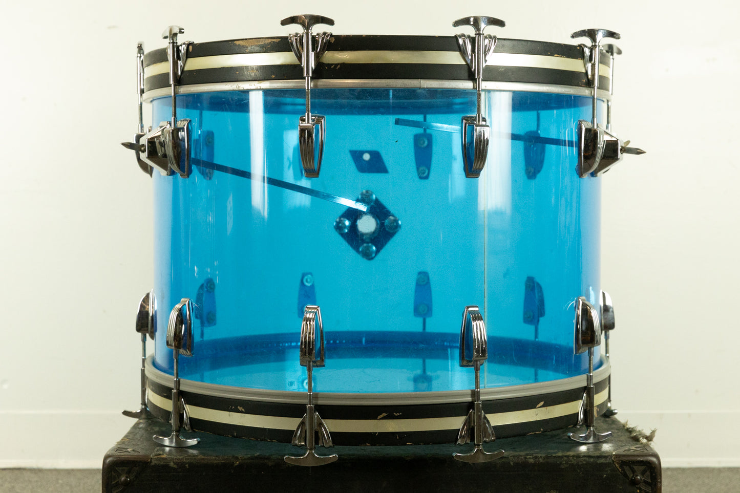 1970s Ludwig 14x22 Blue Vistalite Bass Drum