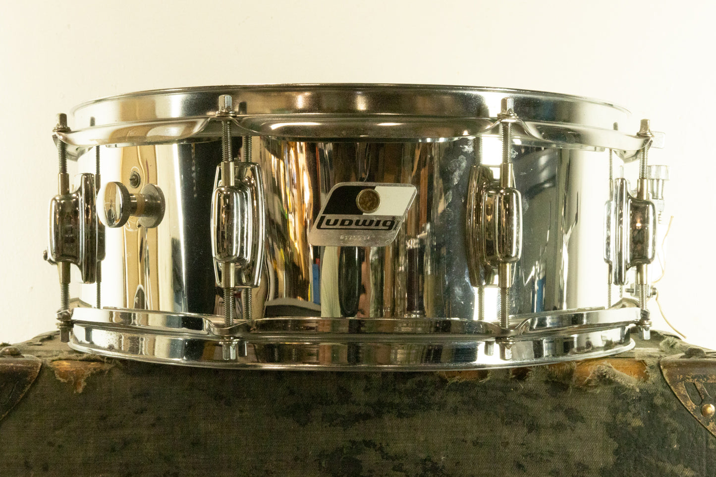 1980s Ludwig 5x14 "Rocker" Chrome Over Wood Snare Drum