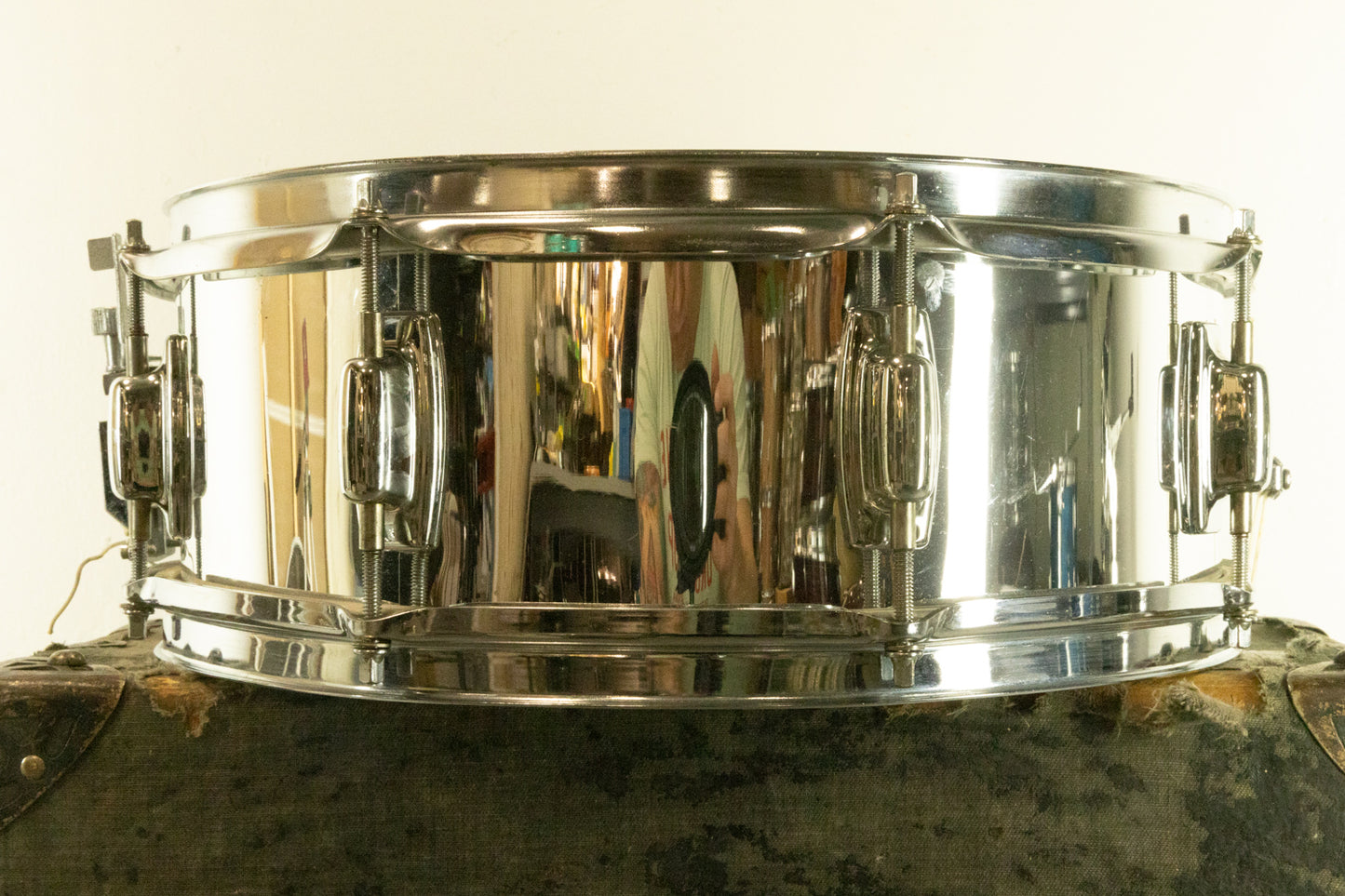 1980s Ludwig 5x14 "Rocker" Chrome Over Wood Snare Drum