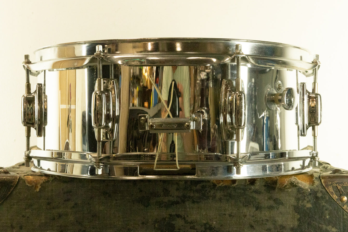 1980s Ludwig 5x14 "Rocker" Chrome Over Wood Snare Drum