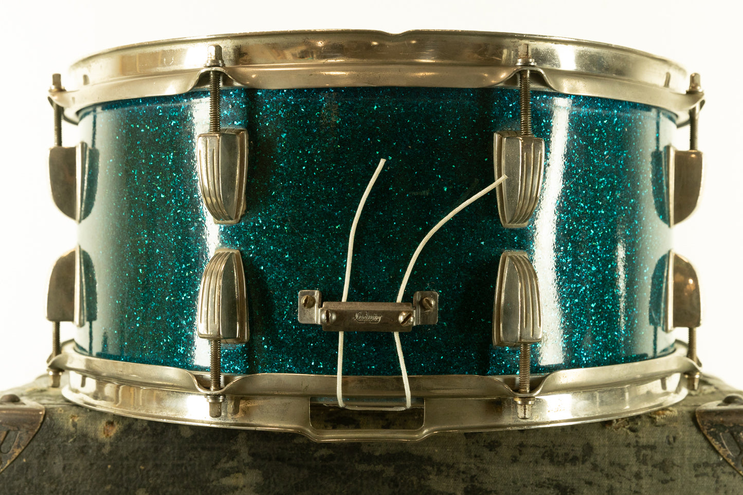 1950s WFL 6.5x14 Ray McKinley Aqua Sparkle Snare Drum