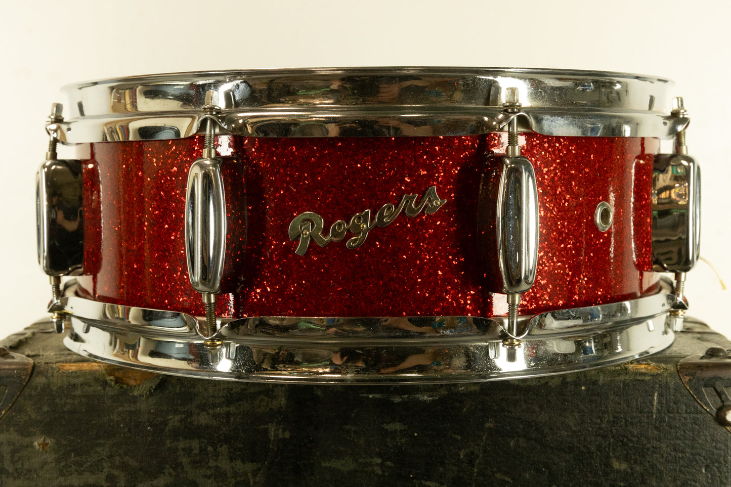 1959 Rogers 5x14 "Pirate Badge" Sparkling Red Pearl Snare Drum