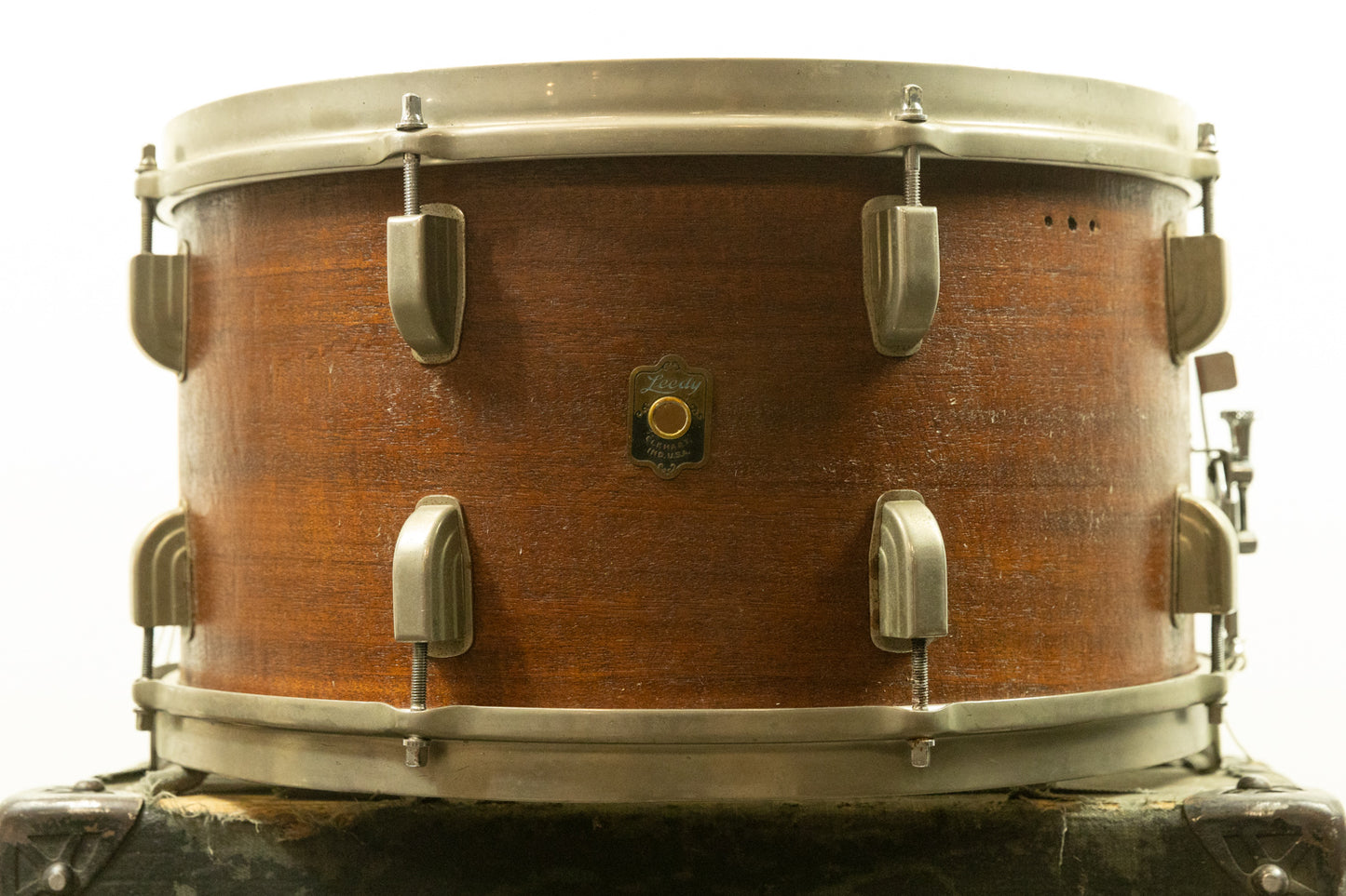 1950s Leedy 8x15 "Concert King" Natural Mahogany Snare Drum