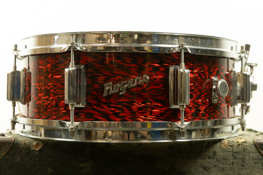 1960s Rogers 5x14 Red Onyx Pearl Powertone Snare Drum