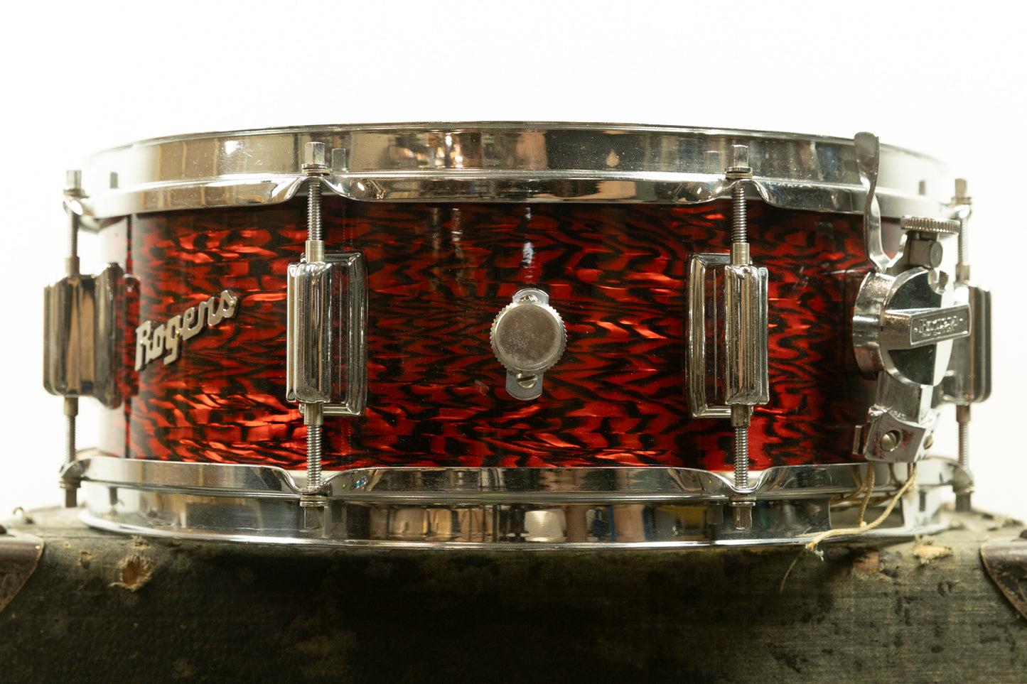 1960s Rogers 5x14 Red Onyx Pearl Powertone Snare Drum