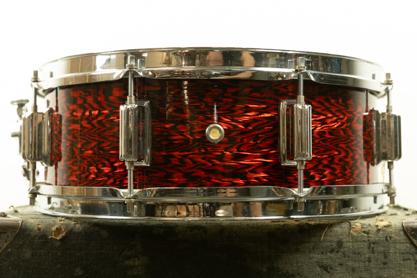 1960s Rogers 5x14 Red Onyx Pearl Powertone Snare Drum