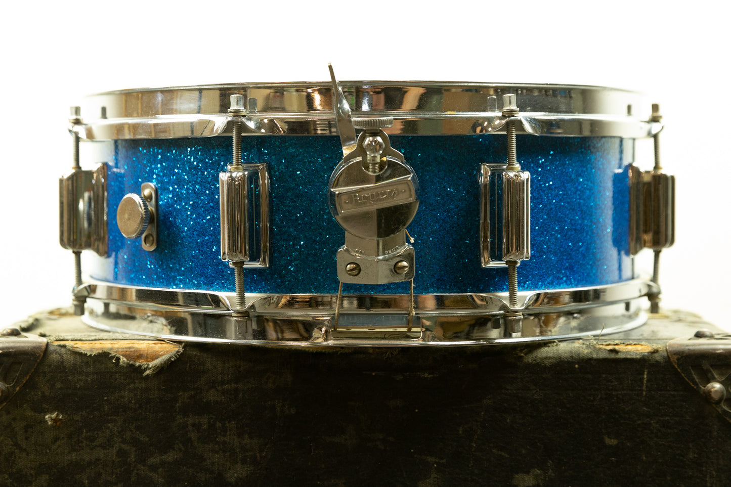 1960s Rogers 5x14 Blue Sparkle Pearl Powertone Snare Drum