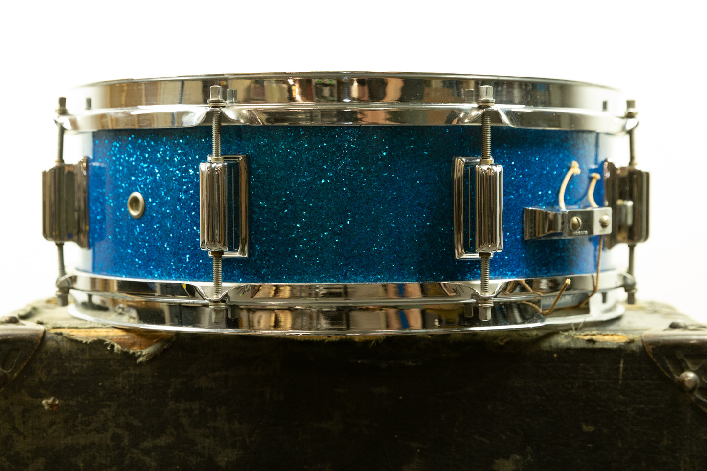 1960s Rogers 5x14 Blue Sparkle Pearl Powertone Snare Drum