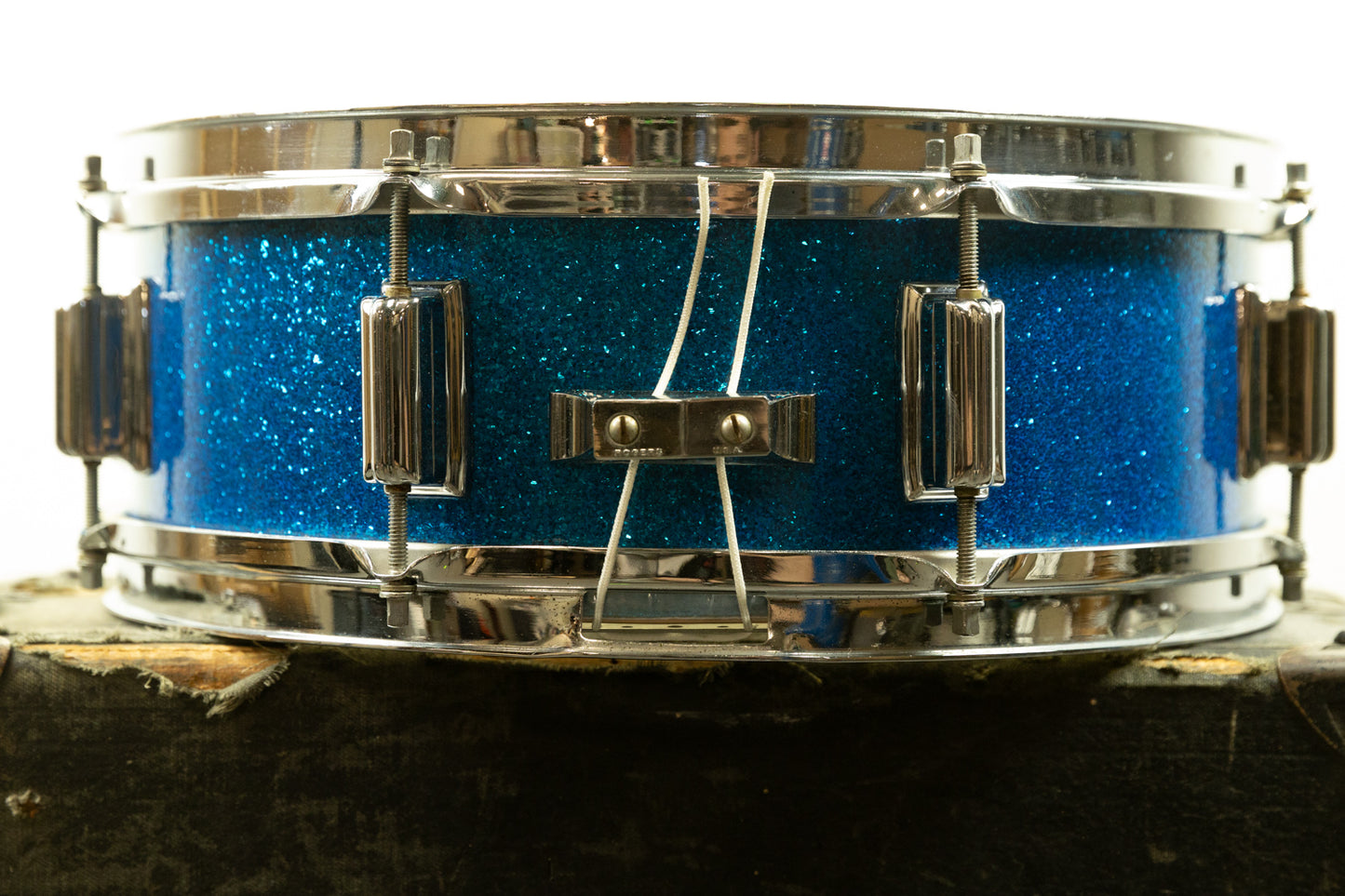 1960s Rogers 5x14 Blue Sparkle Pearl Powertone Snare Drum