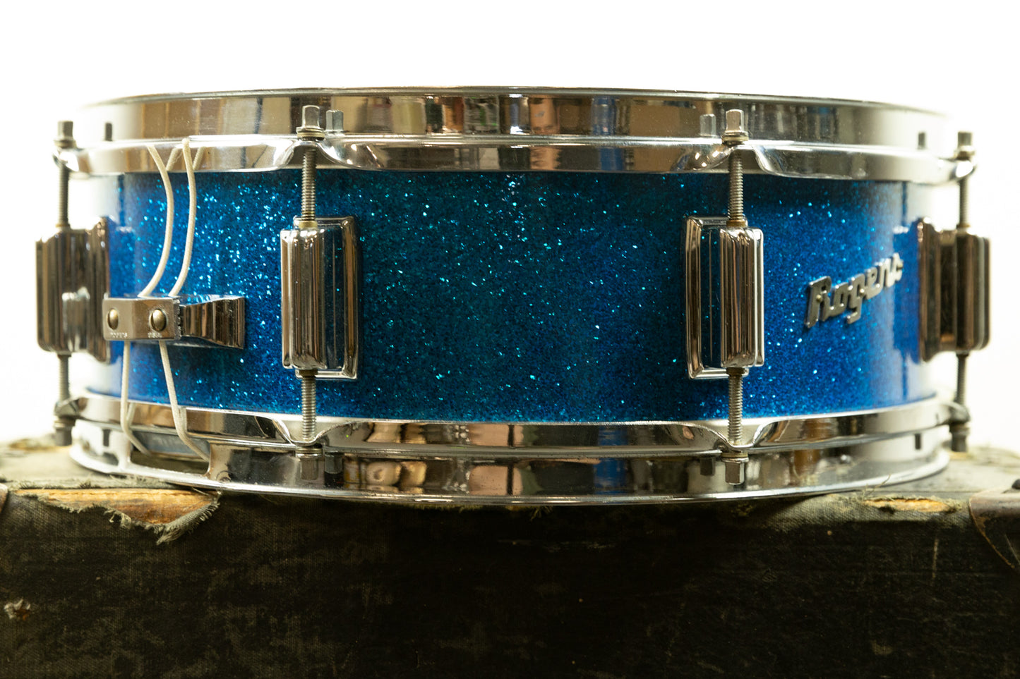 1960s Rogers 5x14 Blue Sparkle Pearl Powertone Snare Drum