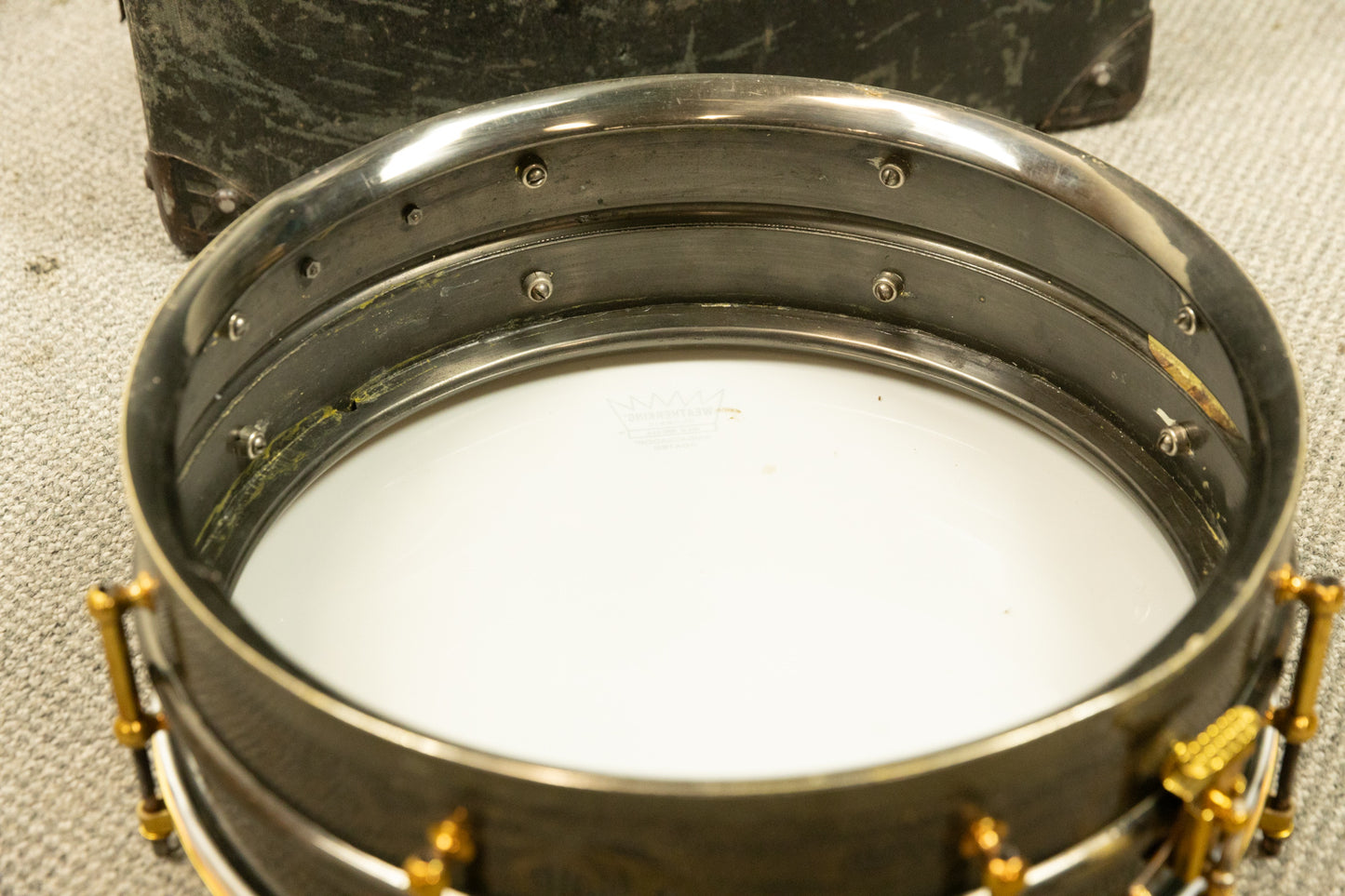 1920s Ludwig 5x14 Scroll Engraved Black Beauty Snare Drum