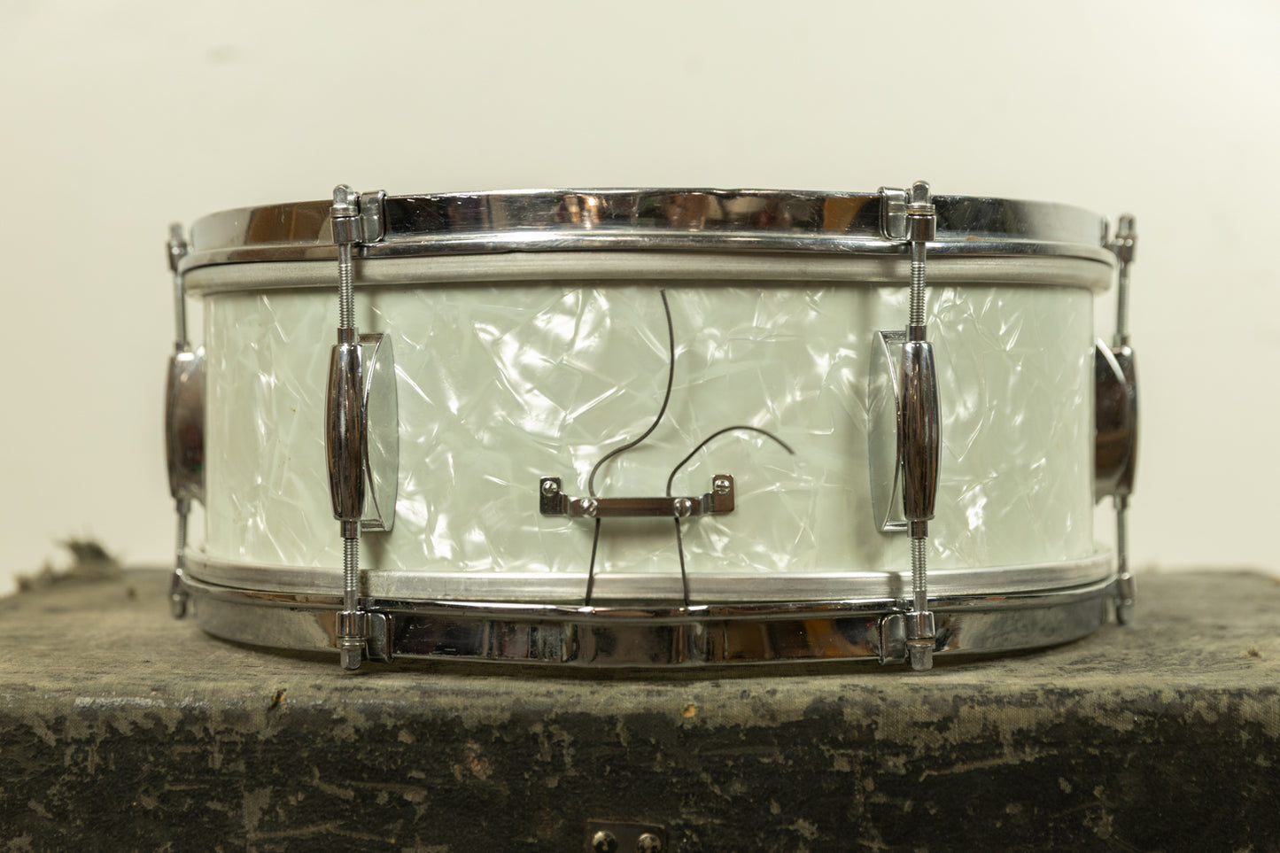 1960s Gretsch 5.5x14 White Marine Pearl Dixieland Snare Drum