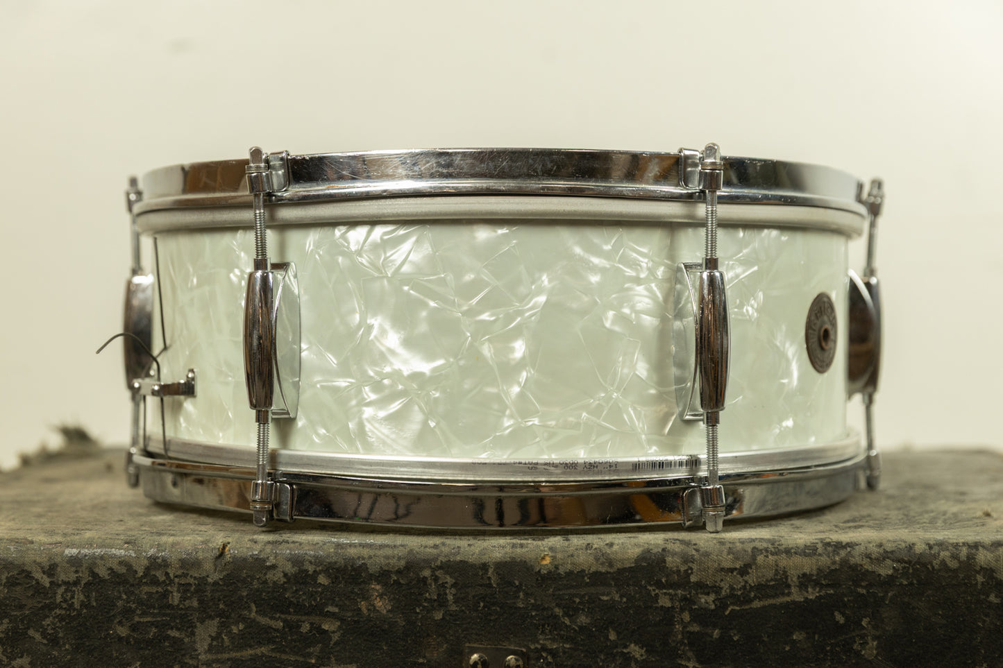 1960s Gretsch 5.5x14 White Marine Pearl Dixieland Snare Drum