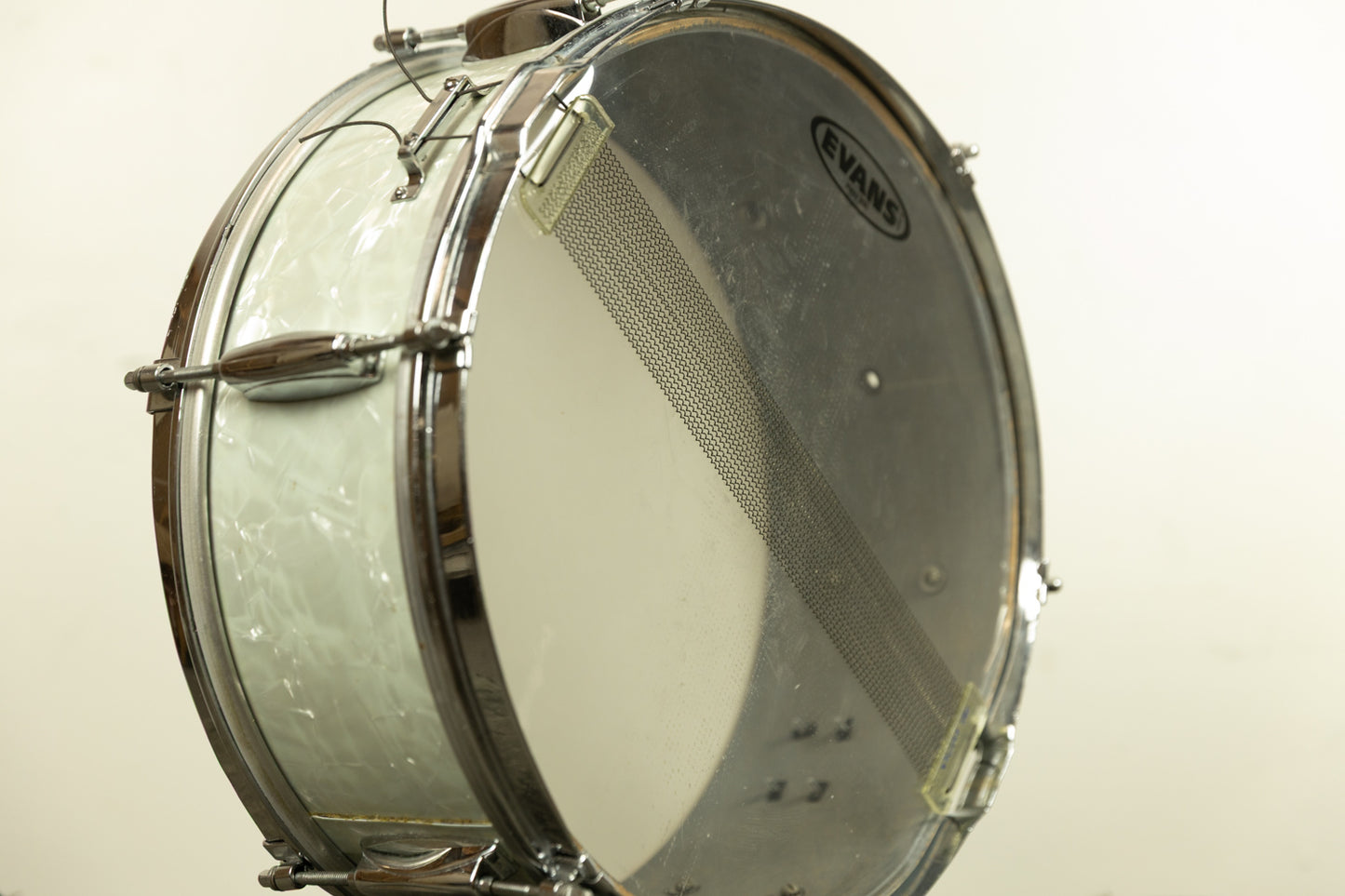 1960s Gretsch 5.5x14 White Marine Pearl Dixieland Snare Drum