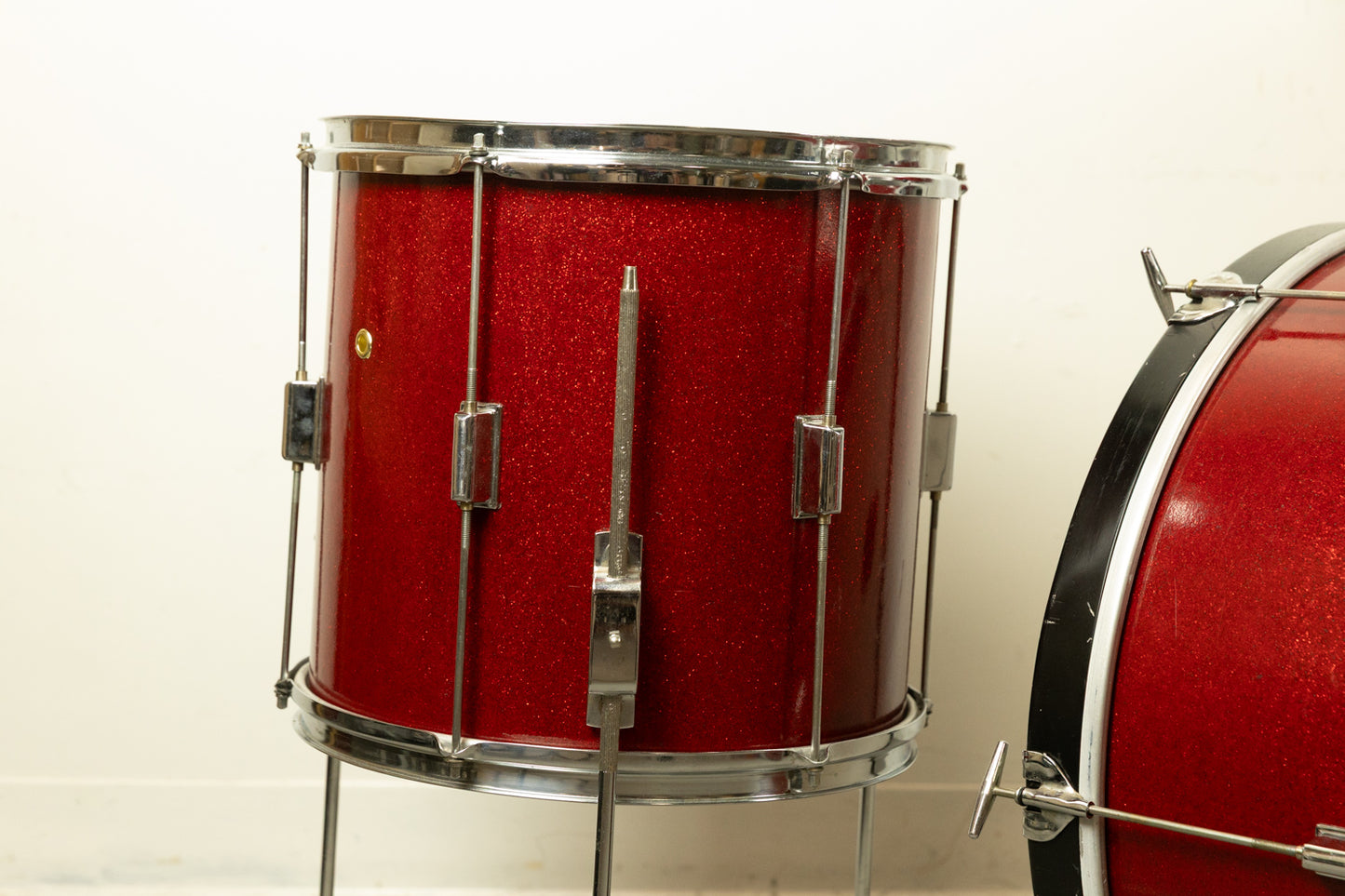 Vintage Kent Red Sparkle 14x22 9x13 and 13x14 Drum Set
