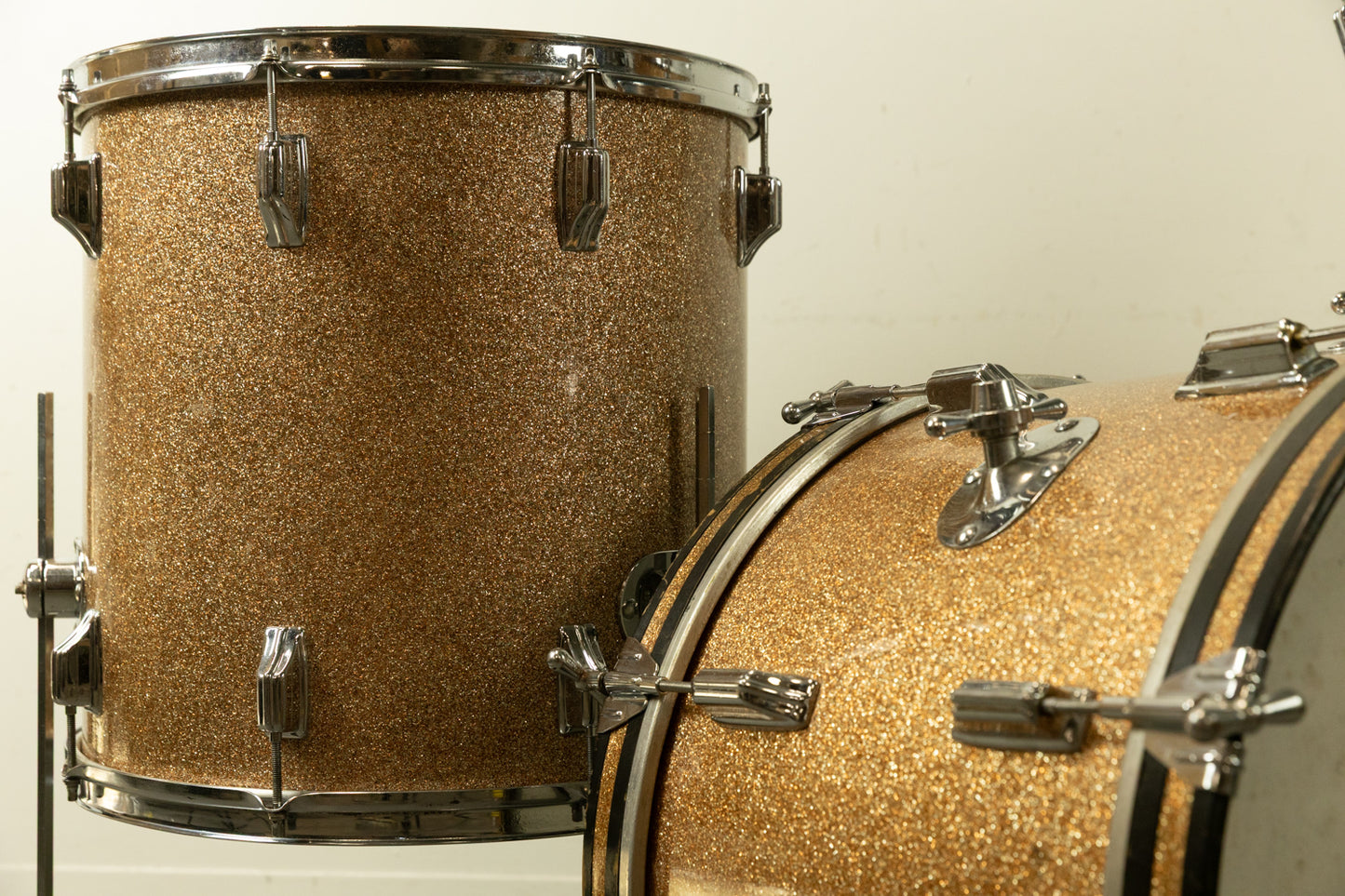 Vintage Rogers Champagne Sparkle 14x20 8x12 and 16x16 Drum Set