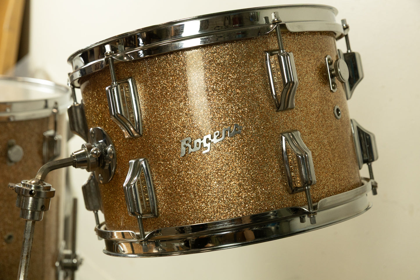 Vintage Rogers Champagne Sparkle 14x20 8x12 and 16x16 Drum Set