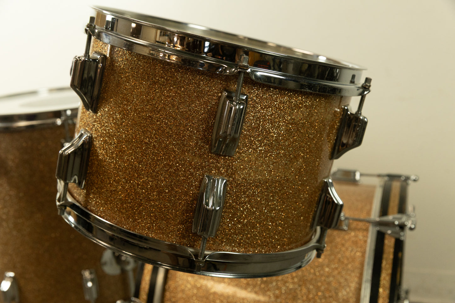Vintage Rogers Champagne Sparkle 14x20 8x12 and 16x16 Drum Set