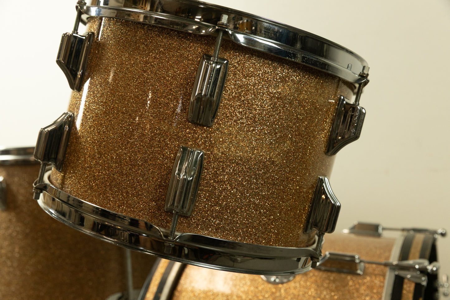 Vintage Rogers Champagne Sparkle 14x20 8x12 and 16x16 Drum Set