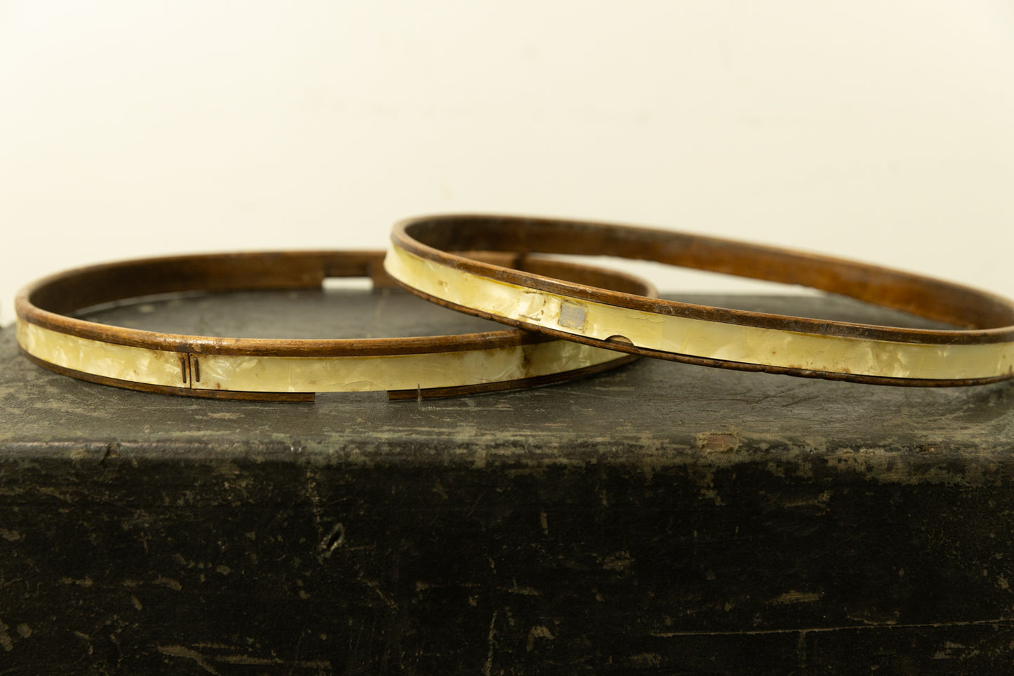 Vintage 14" Wood Snare Drum Hoops with Inlay