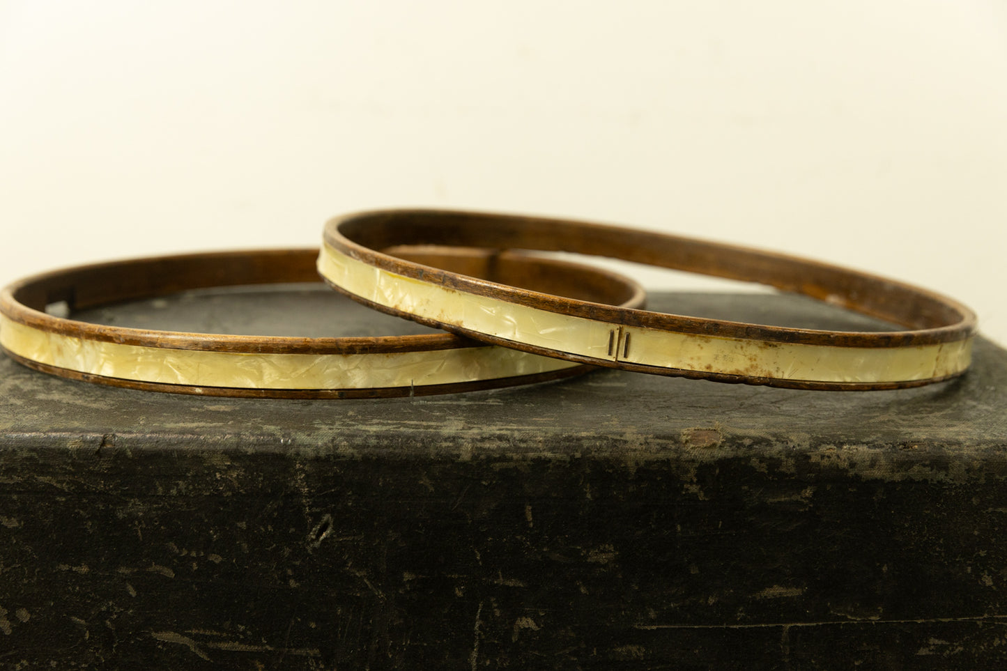 Vintage 14" Wood Snare Drum Hoops with Inlay