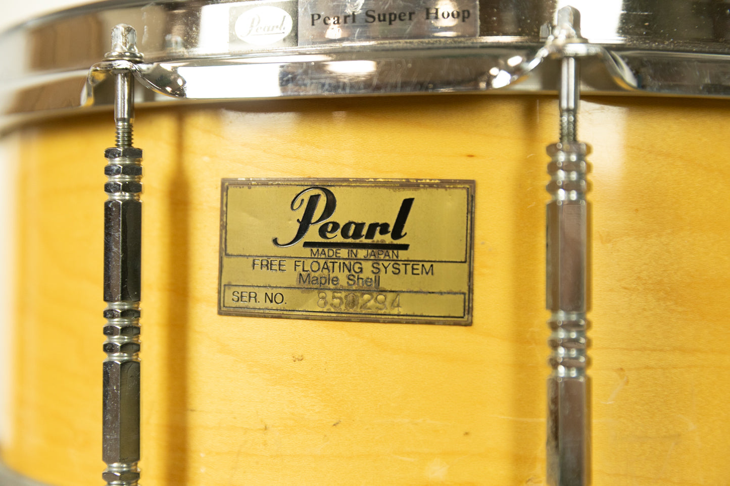 1980s Pearl 6.5x14 Maple Free-Floating Snare Drum