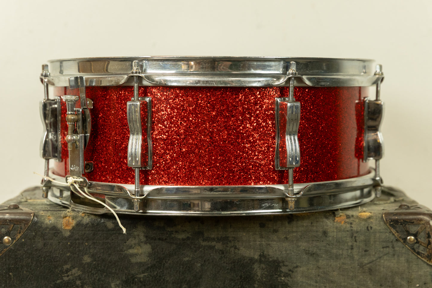 Vintage Ludwig Pre-Serial 5x14 Red Glass Glitter Jazz Festival Snare Drum