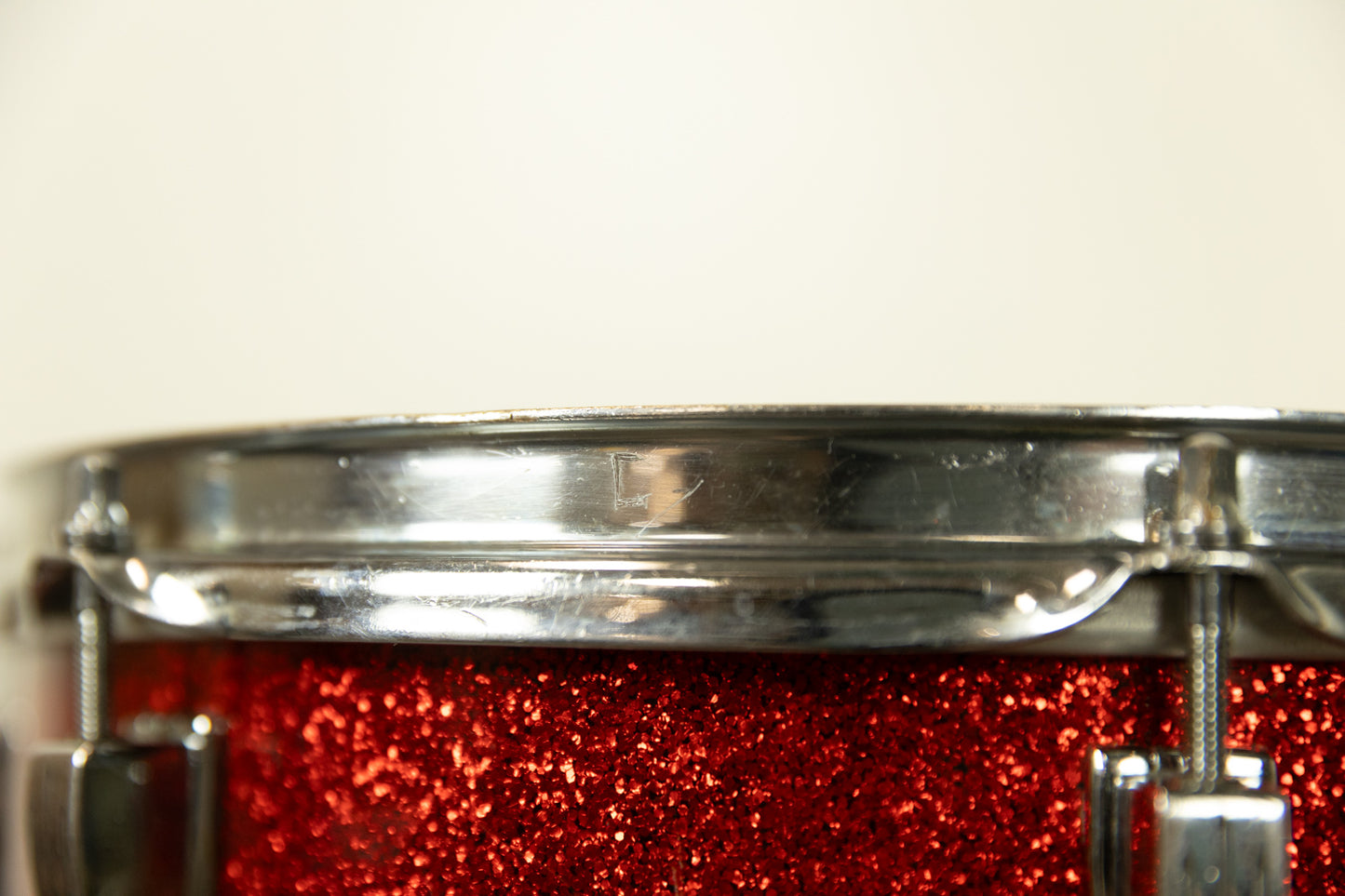 Vintage Ludwig Pre-Serial 5x14 Red Glass Glitter Jazz Festival Snare Drum