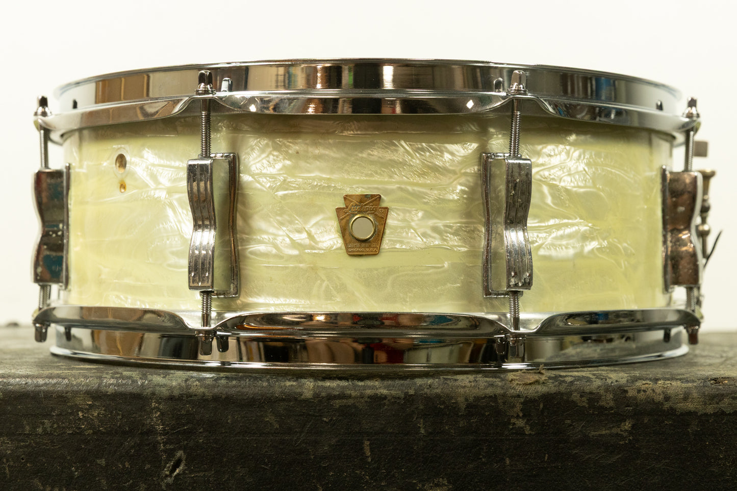 1960s Ludwig 5x14 White Marine Pearl Jazz Festival Snare Drum