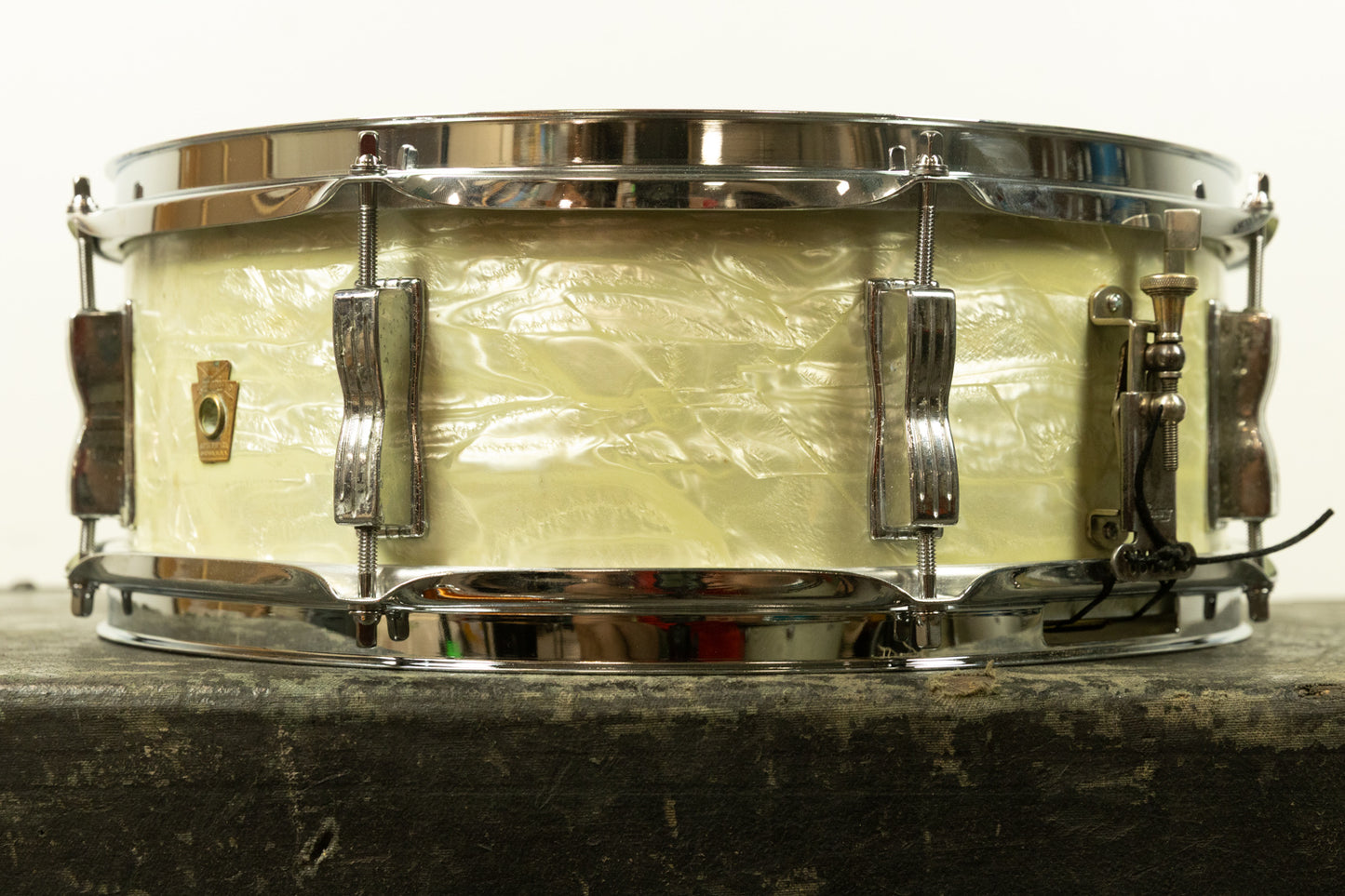 1960s Ludwig 5x14 White Marine Pearl Jazz Festival Snare Drum