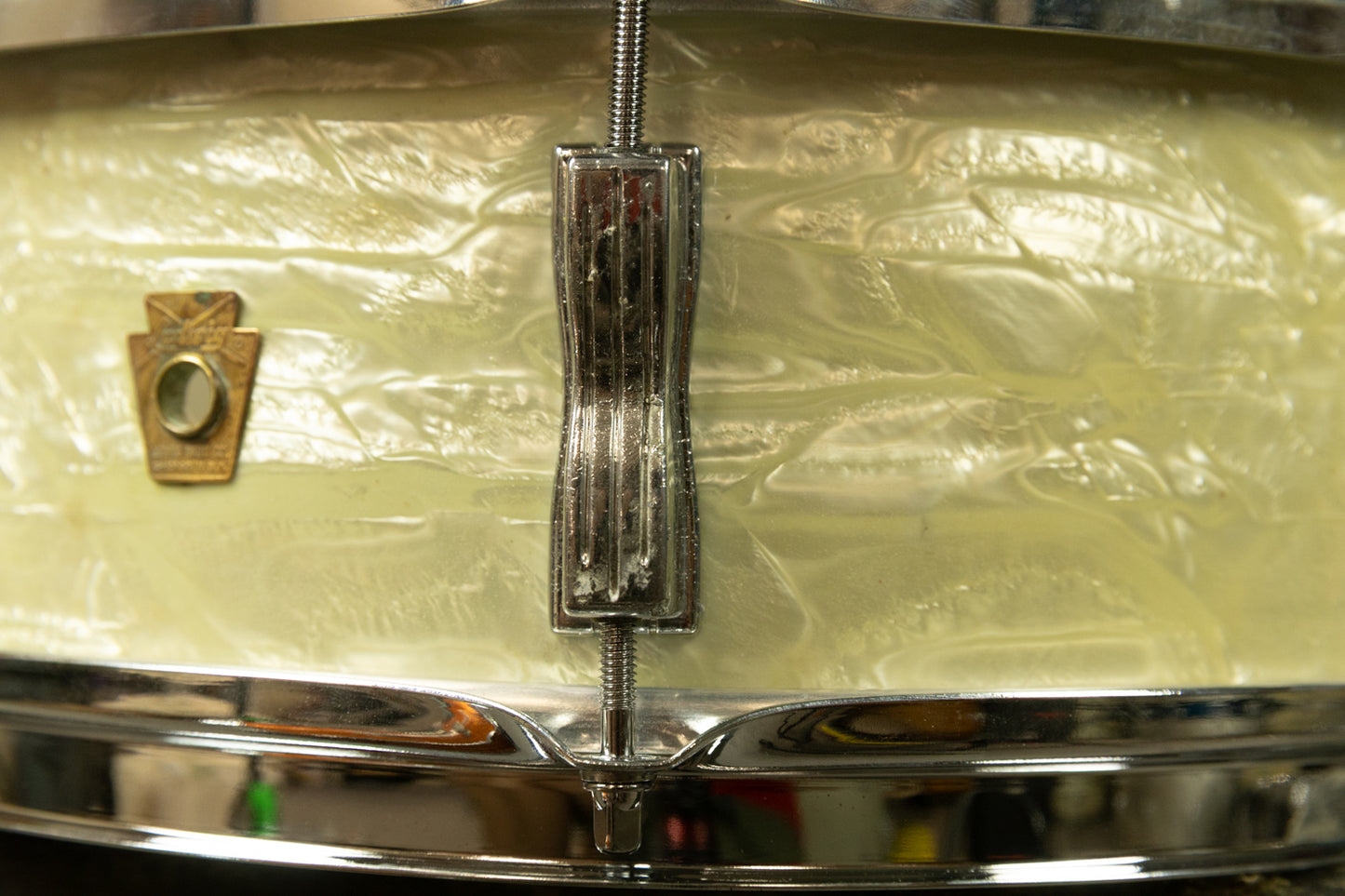 1960s Ludwig 5x14 White Marine Pearl Jazz Festival Snare Drum