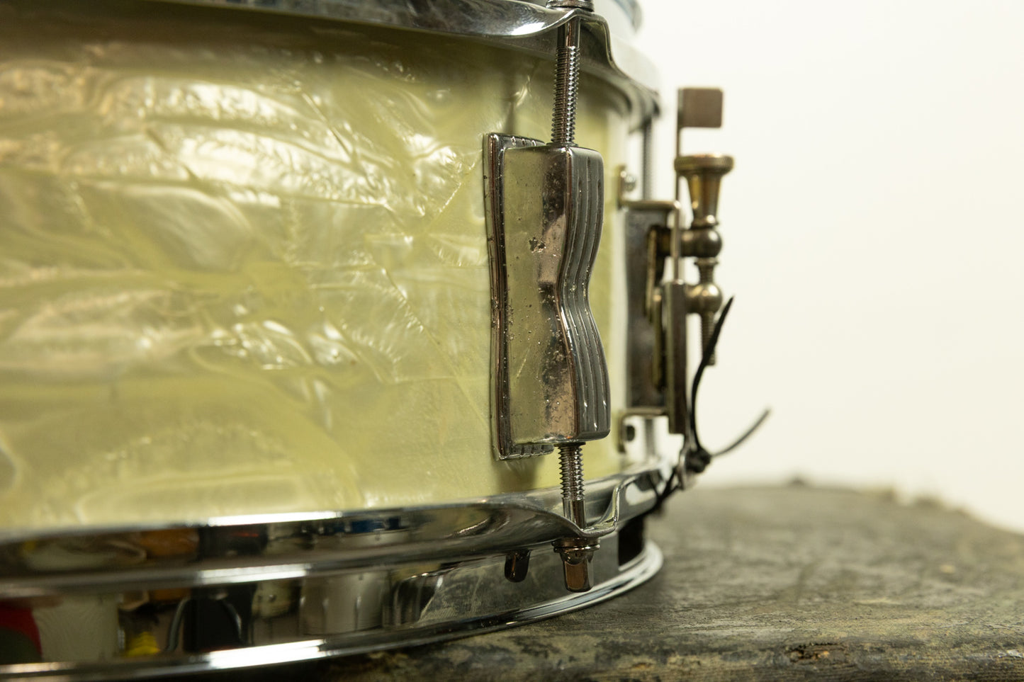 1960s Ludwig 5x14 White Marine Pearl Jazz Festival Snare Drum
