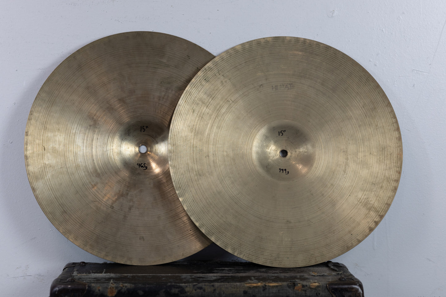 1960s 15" A Zildjian Hi Hat Cymbals 965g 999g