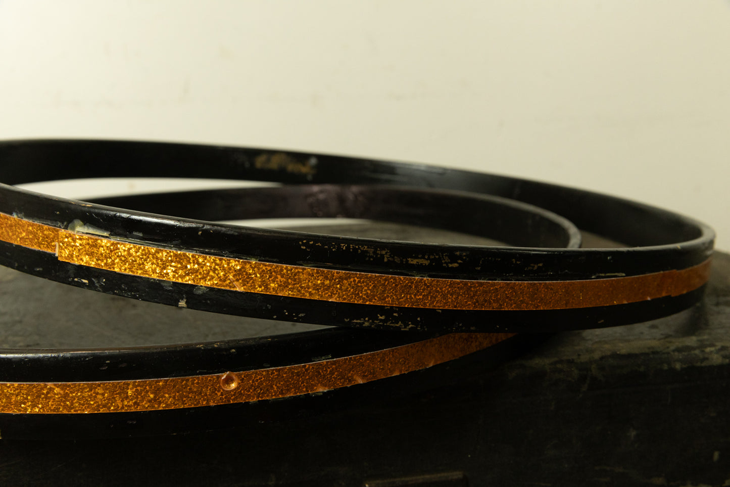Vintage 22" Bass Drum Hoops with Gold Inlay (Pair)