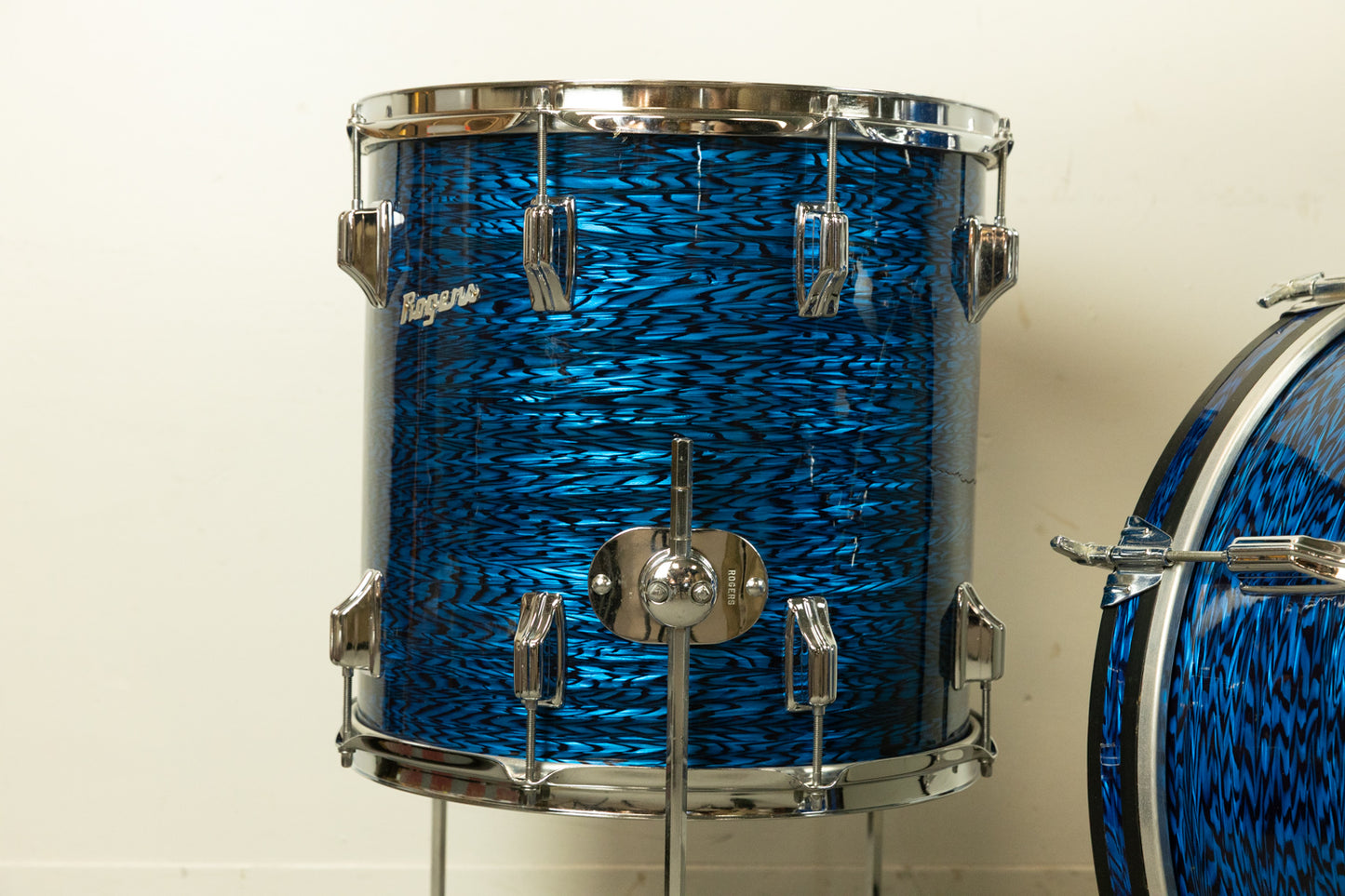 1970s Rogers Blue Onyx Pearl 14x20 8x12 and 14x14 Drum Set