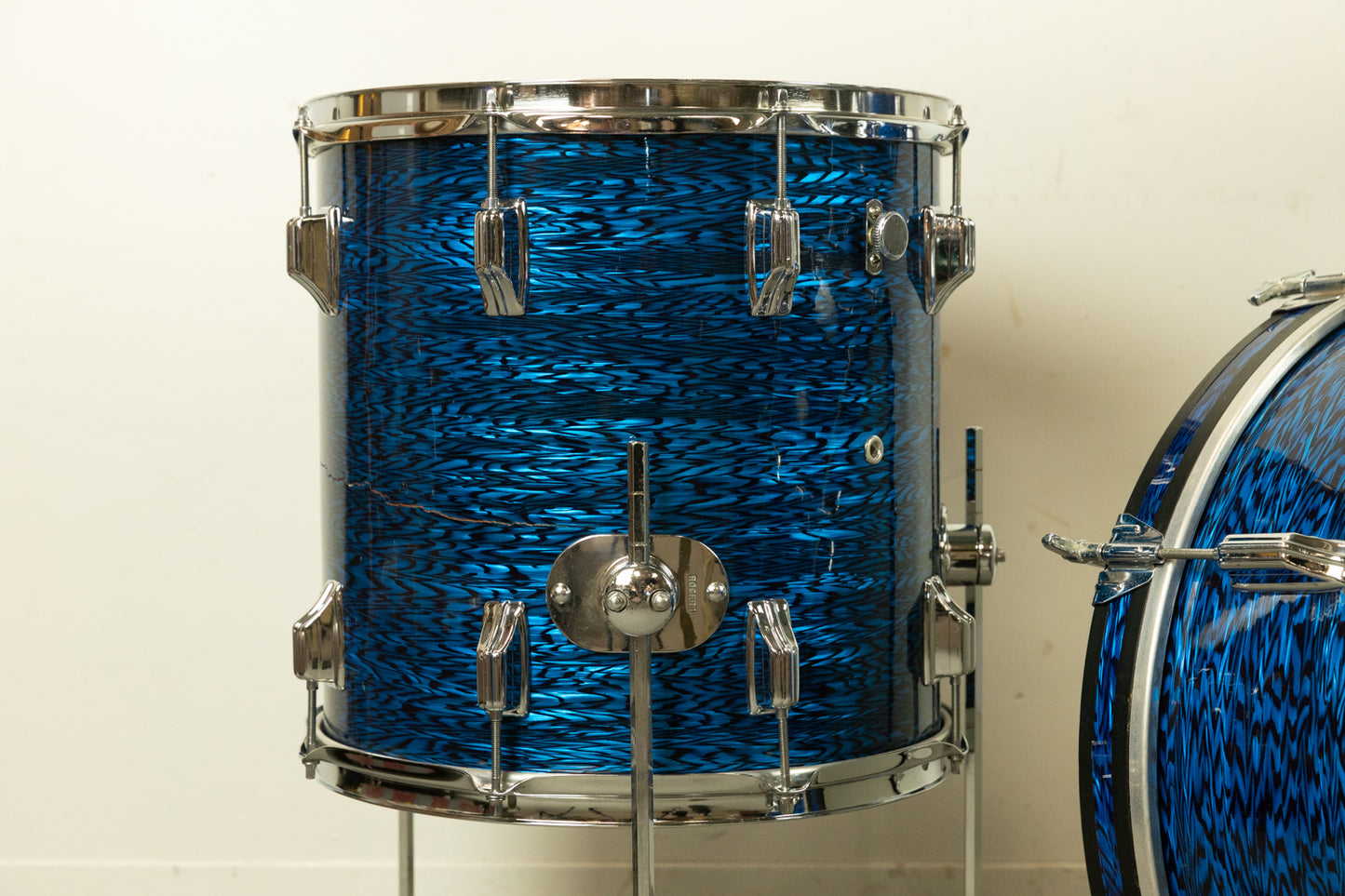 1970s Rogers Blue Onyx Pearl 14x20 8x12 and 14x14 Drum Set