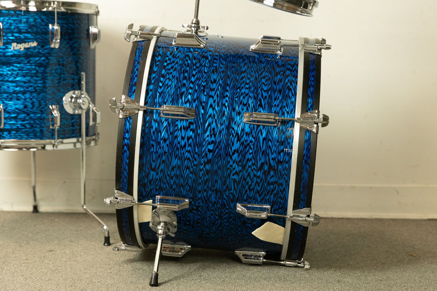1970s Rogers Blue Onyx Pearl 14x20 8x12 and 14x14 Drum Set