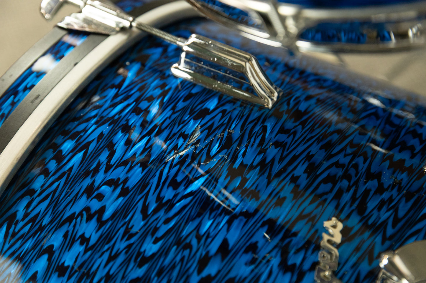 1970s Rogers Blue Onyx Pearl 14x20 8x12 and 14x14 Drum Set