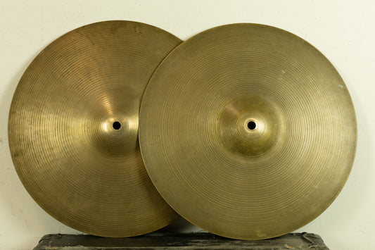 1970s Zildjian 14" New Beat Hi Hat Cymbals 970g 1390g