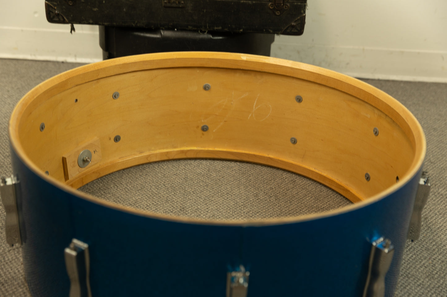 1960s Ludwig 10x26 Blue Sparkle Scotch Bass Drum
