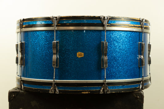 1960s Ludwig 10x26 Blue Sparkle Scotch Bass Drum