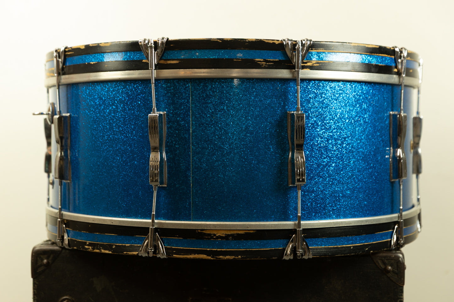 1960s Ludwig 10x26 Blue Sparkle Scotch Bass Drum