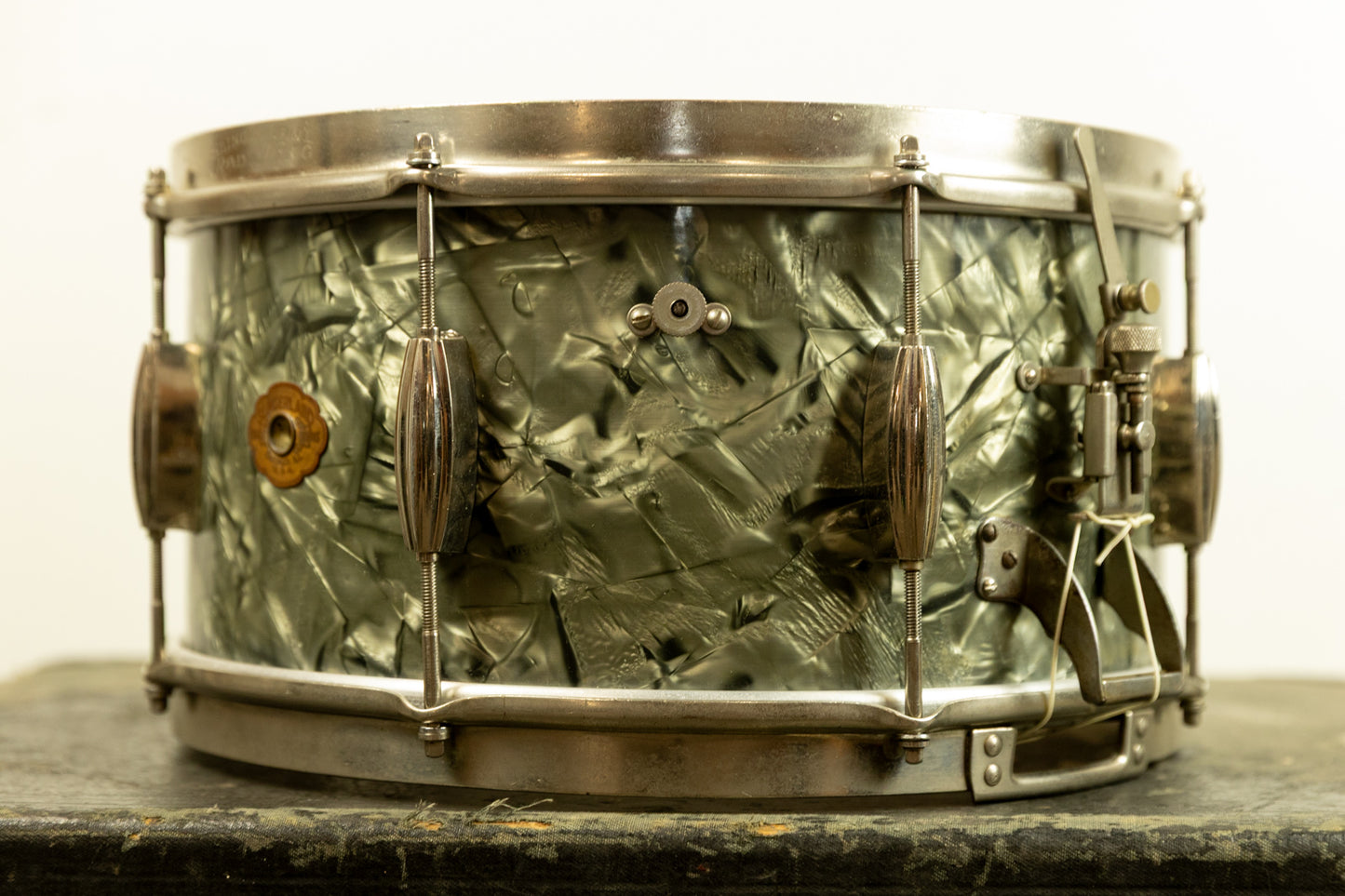1940s Slingerland 7x14 Black Diamond Pearl Radio King Snare Drum