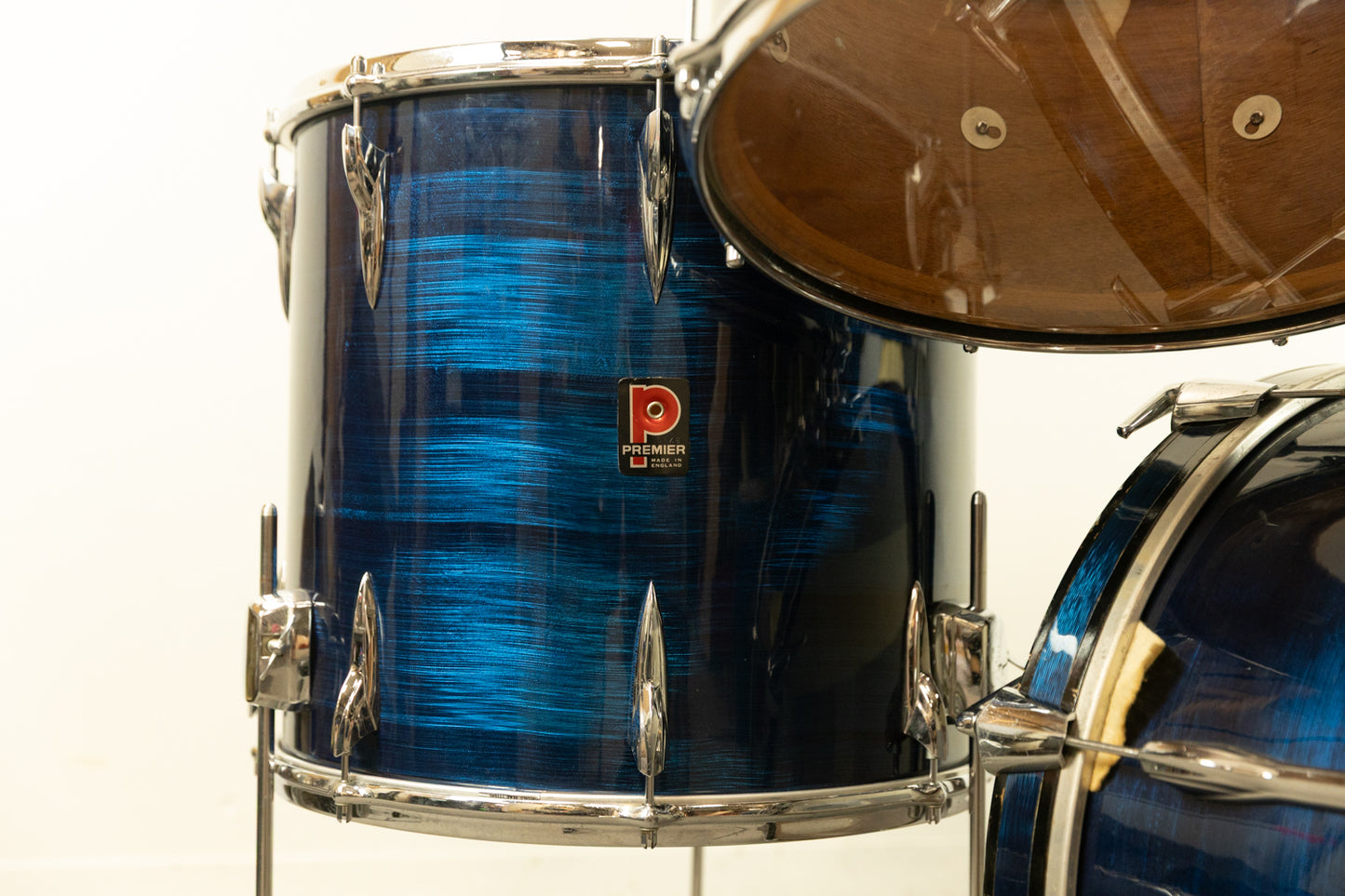 1970s Premier Blue Shimmer "Four Piece" Drum Set