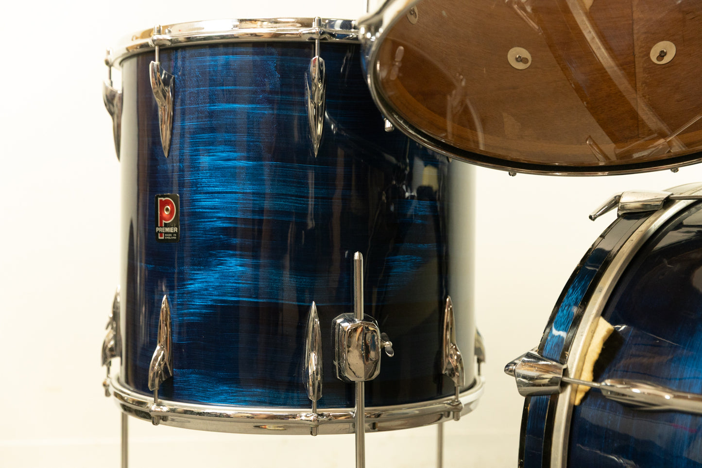 1970s Premier Blue Shimmer "Four Piece" Drum Set
