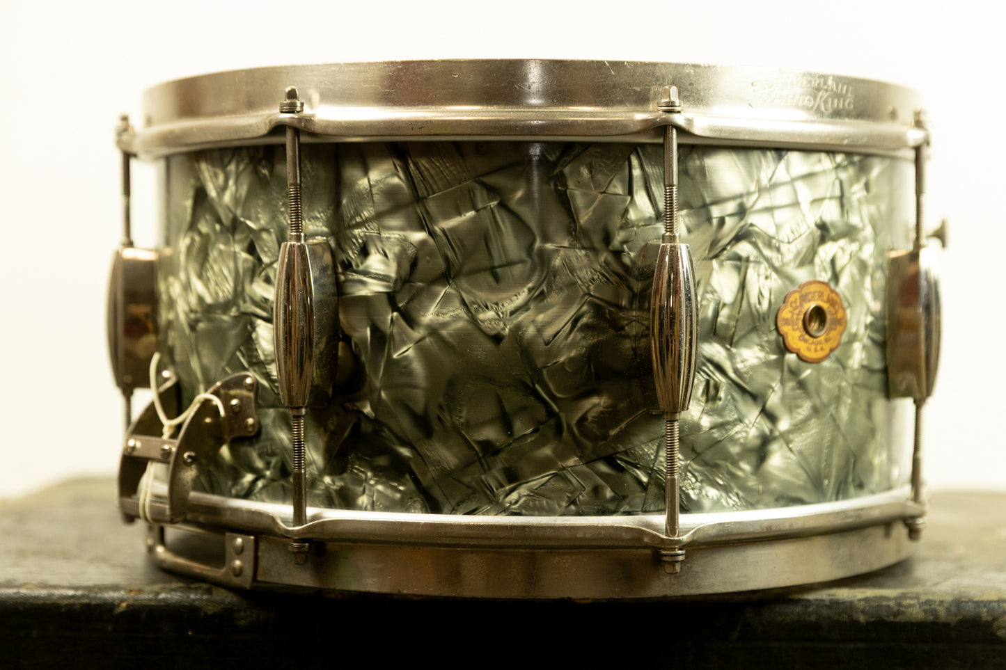 1940s Slingerland 7x14 Black Diamond Pearl Radio King Snare Drum