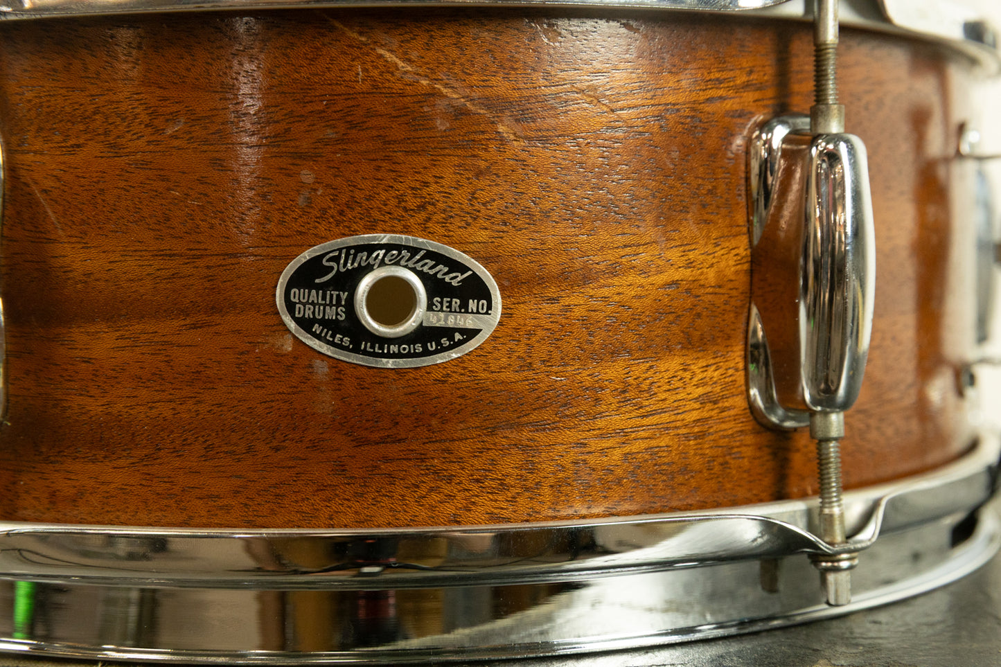 1970s Slingerland 5x14 Natural Mahogany Student Snare Drum